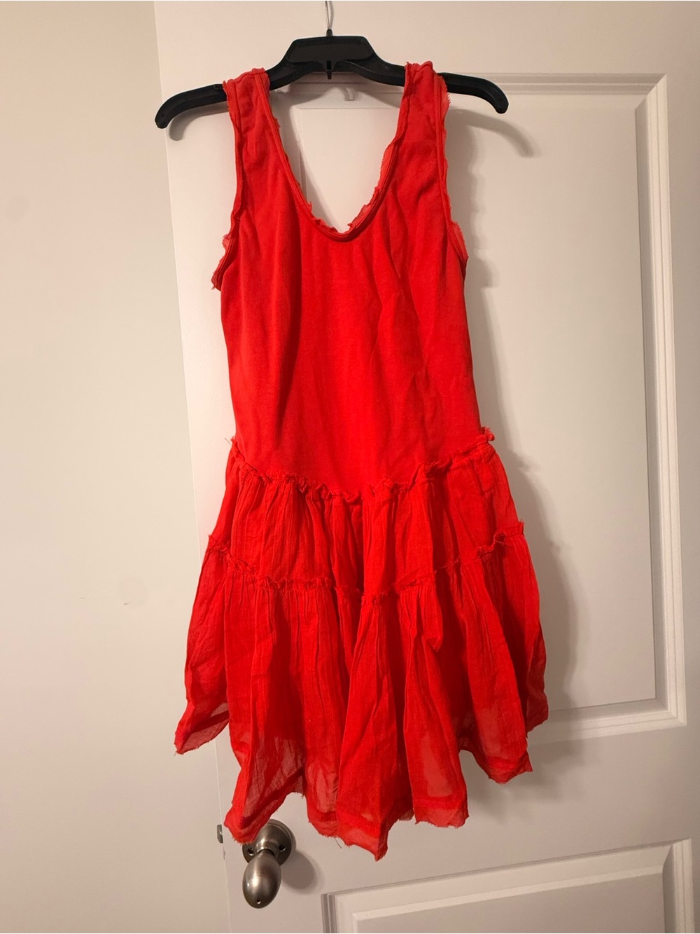 Free People "Out And About" Red Tiered Cotton Woman's Dress